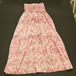 Maje pink paisley print silk skirt